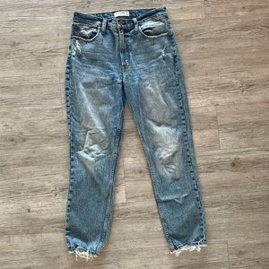 Abercrombie & Fitch High Rise Acid Wash Mom Jeans - Tall